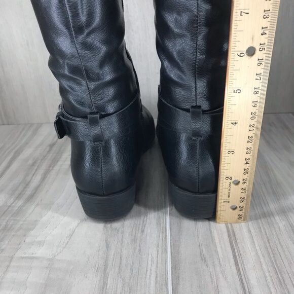 Natural Soul Boots Women's 6 Variant Black Riding Tall Knee High Sidee Zip - Picture 9 of 10